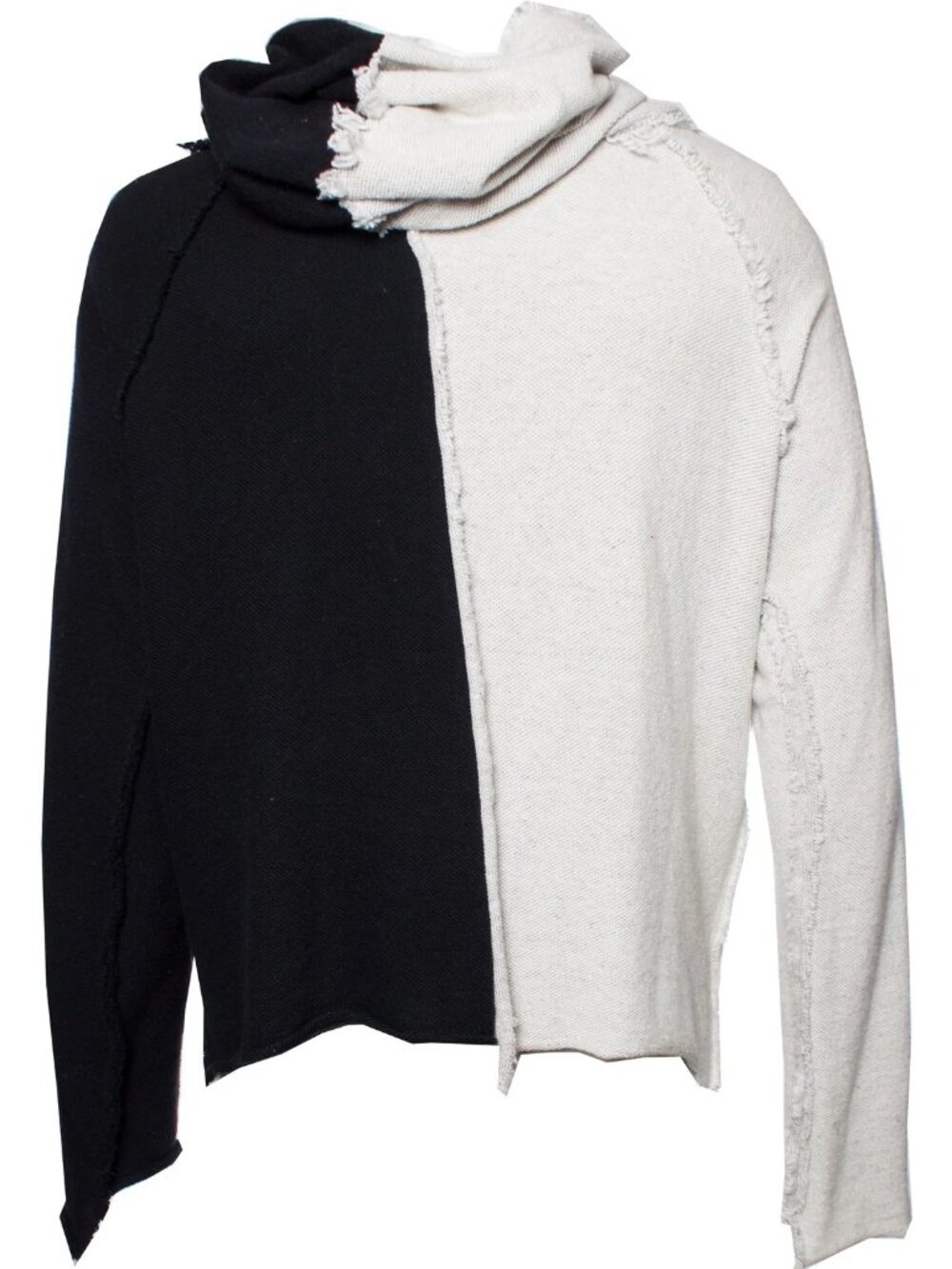 L.G.B, Black and white asymmetric hooded cardigan | OS - Picture 2 of 10